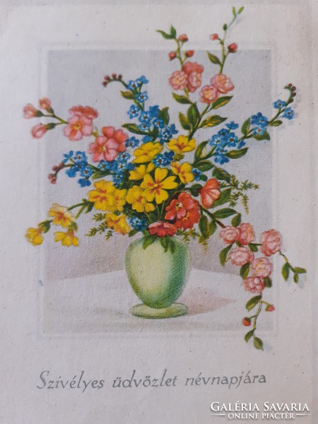 Régi virágos képeslap 1947 levelezőlap