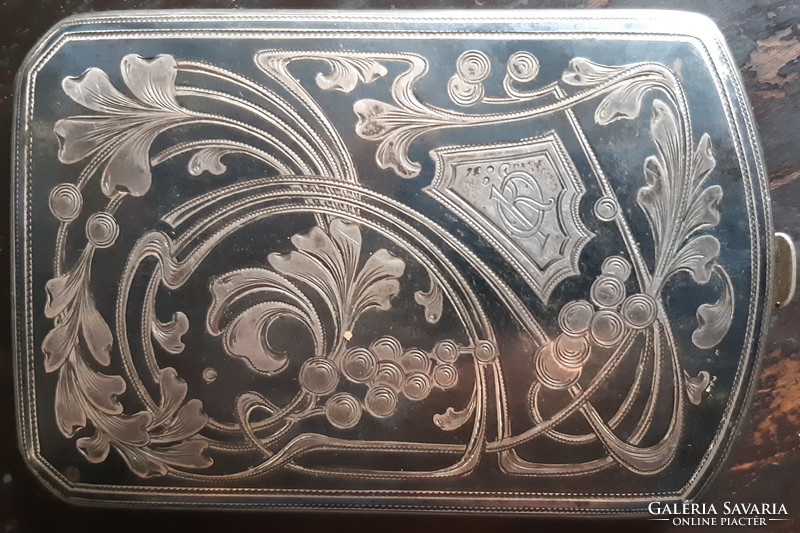 Silver art deco cigarette case with rich niello decoration