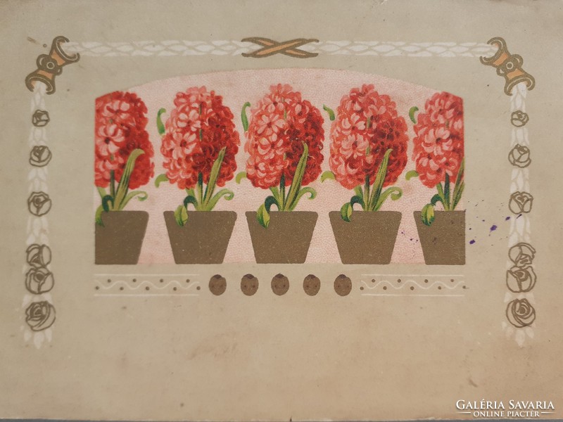 Old postcard 1916 k.U.K. Stamped floral postcard