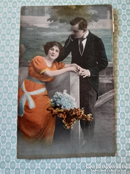 Régi fotó képeslap 1921 szerelmespár levelezőlap