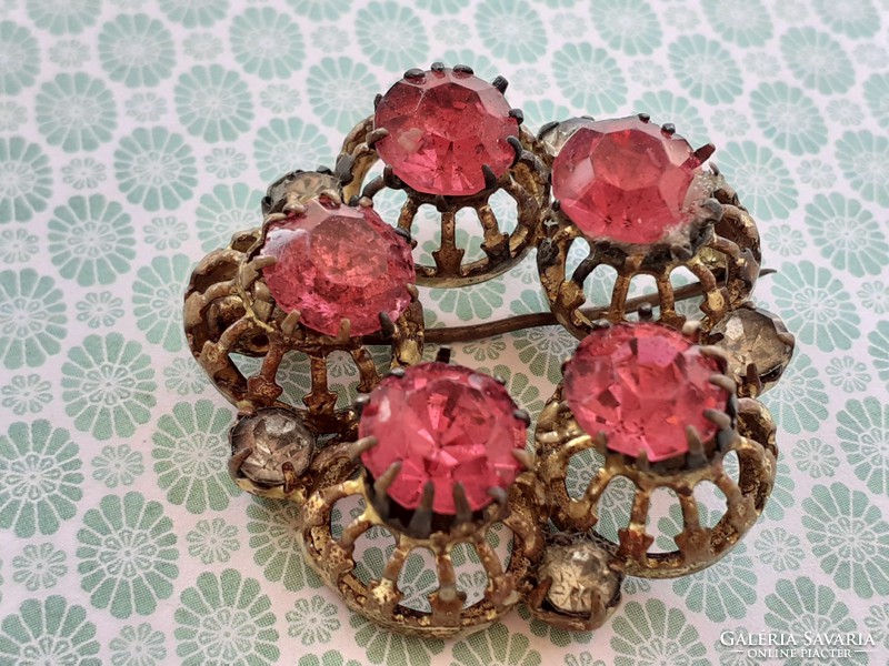 Old women's brooch with stone vintage badge