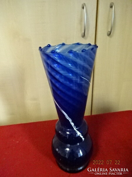 German cobalt blue glass vase with white pattern. He has! Jokai.
