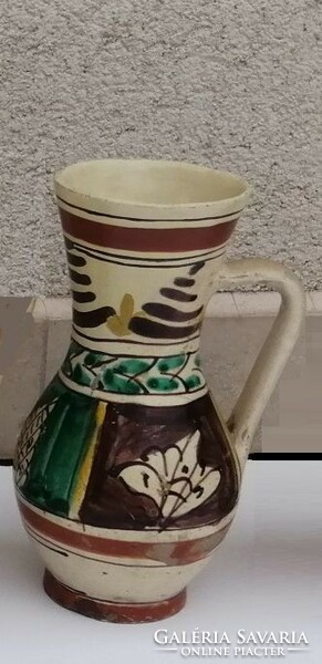 Antique (old folk) earthenware goblet from the 1800s (today: 17.5 cm)