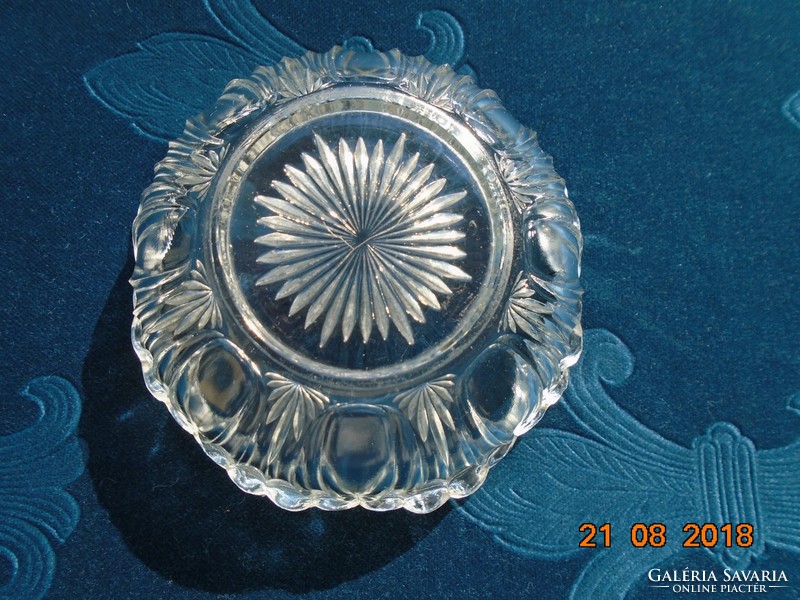 Antique frilled, thick-wall rosette, relief-patterned offerer with a wide curved rim
