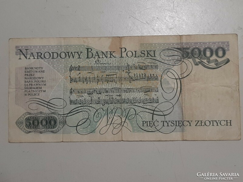 Lengyelország  5000 zloty , zlote , zlotych 1986