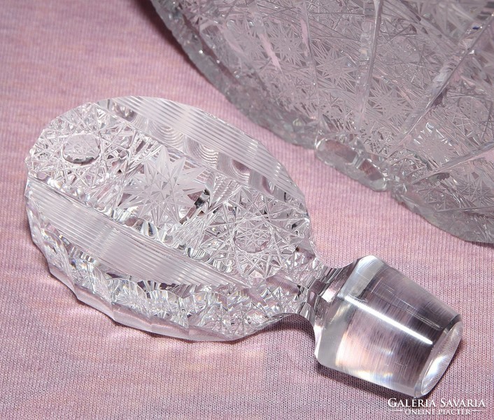 Antique lip lead crystal liqueur glass, bottle more than 2 kg