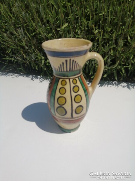 Old (folk) earthenware goblet (today: 19.5 cm) collector's item