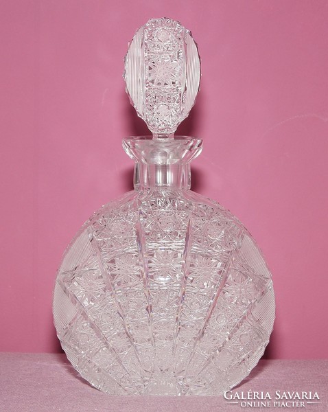 Antique lip lead crystal liqueur glass, bottle more than 2 kg