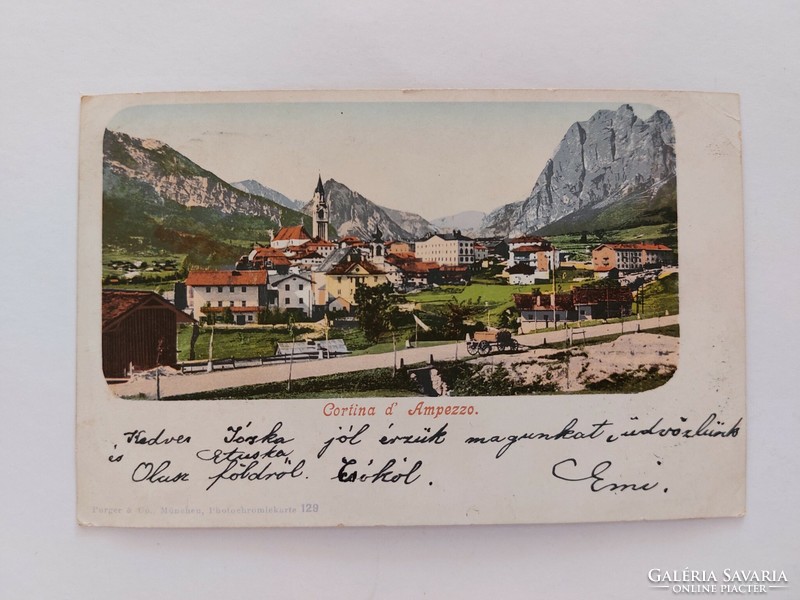 Régi képeslap 1901 Cortina d' Ampezzo levelezőlap
