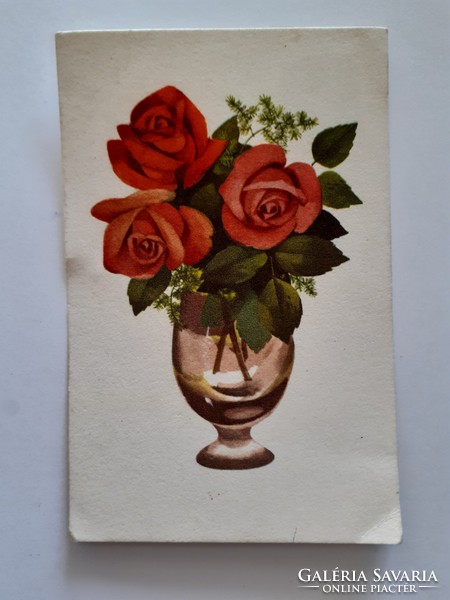 Régi képeslap virágos rózsa levelezőlap