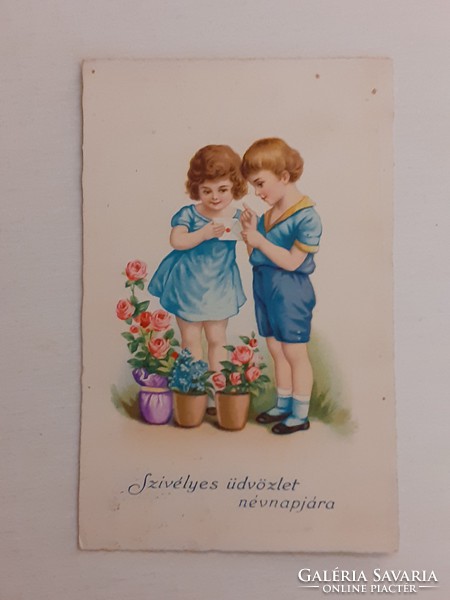 Régi képeslap 1932 gyerekek levelezőlap