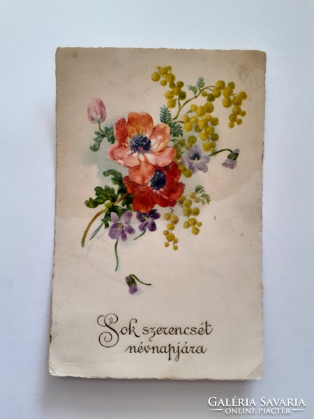 Régi képeslap 1927 virágos levelezőlap