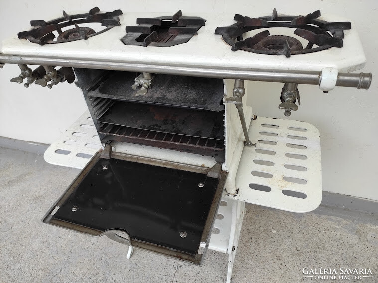 Antique kitchen gas stove with oven art nouveau art nouveau enameled white iron 374 5731