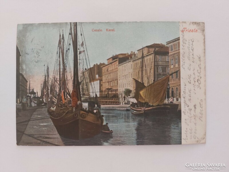 Old postcard Trieste postcard harbor ships