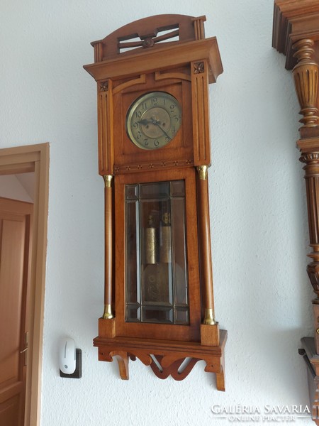 Beautiful antique Art Nouveau two-weight wall clock!