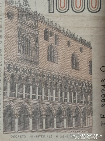Olaszország  1000 lire , líra Marco Póló bankjegy 1982