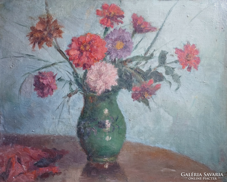 Szűcs János: Virágcsendélet (49x59 cm)