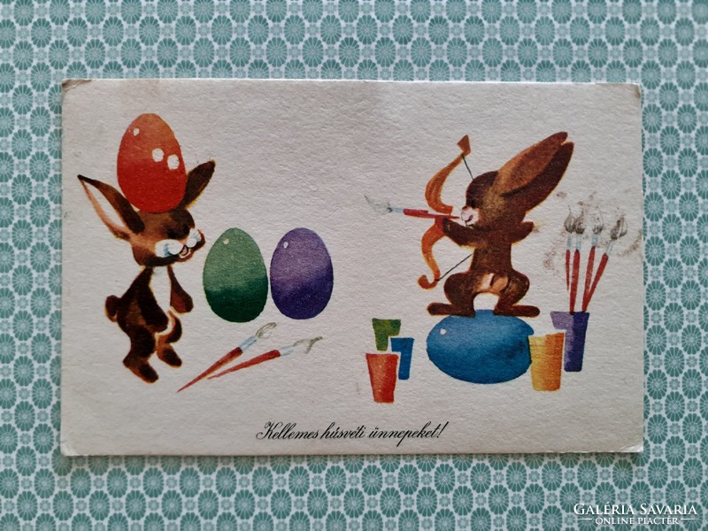 Régi húsvéti képeslap nyuszis levelezőlap