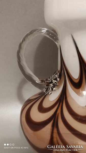 Muránói Carlo Moretti kézműves üveg  kiöntő kancsó füles váza karaffa