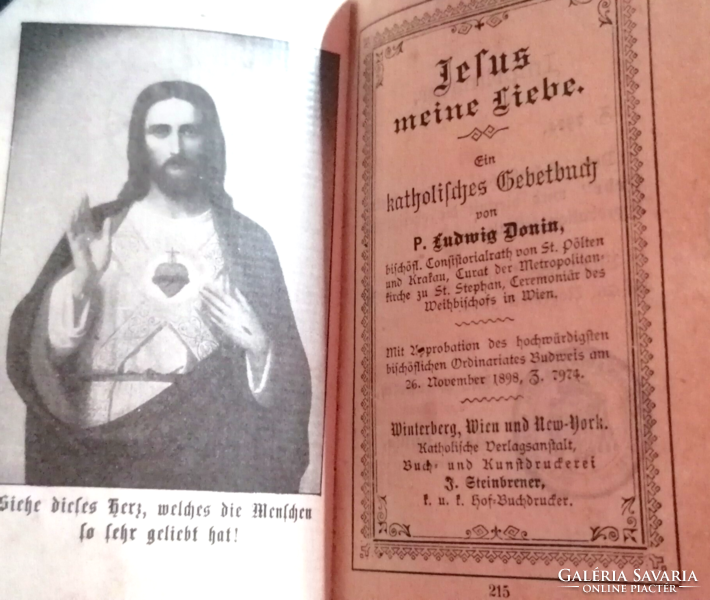1898-as katolikus réz kapcsos imakönyv "Jesus meine libe"