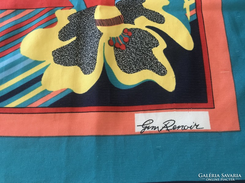 Retro gim renoir scarf with abstract flower pattern, 77 x 75 cm