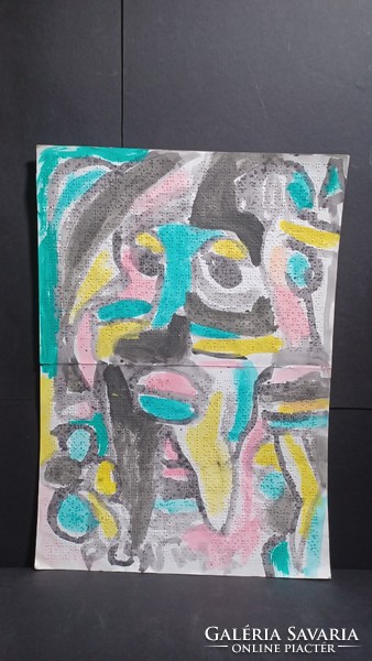 Miklós Cs. Németh: portrait on braille paper (42x30 cm) watercolor