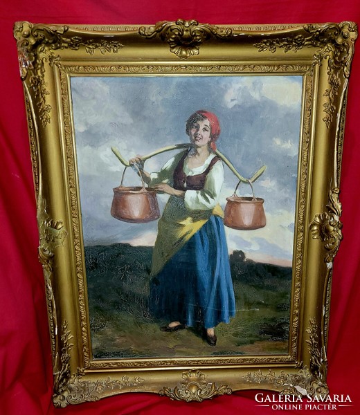 Vilmos Nagy (1874-1953): painting woman carrying water is an original work