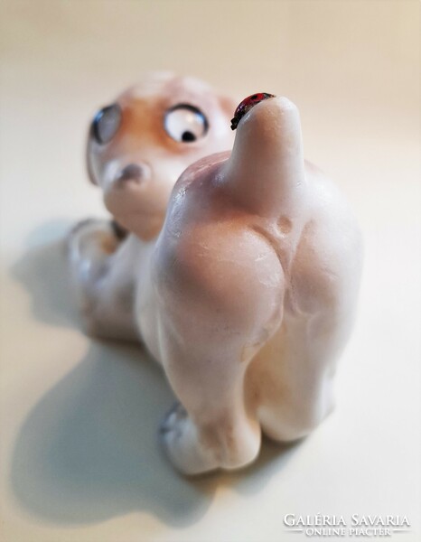 Antique anton puchegger alabaster dog figure
