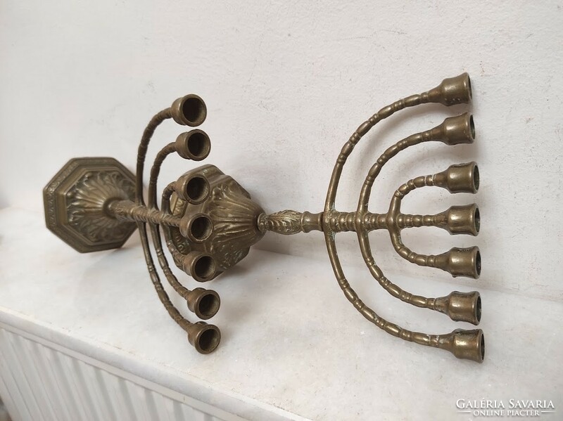 Antique 2-piece copper Judaica Jewish 7-branch candle holder menorah menorah candle holder 215 5843