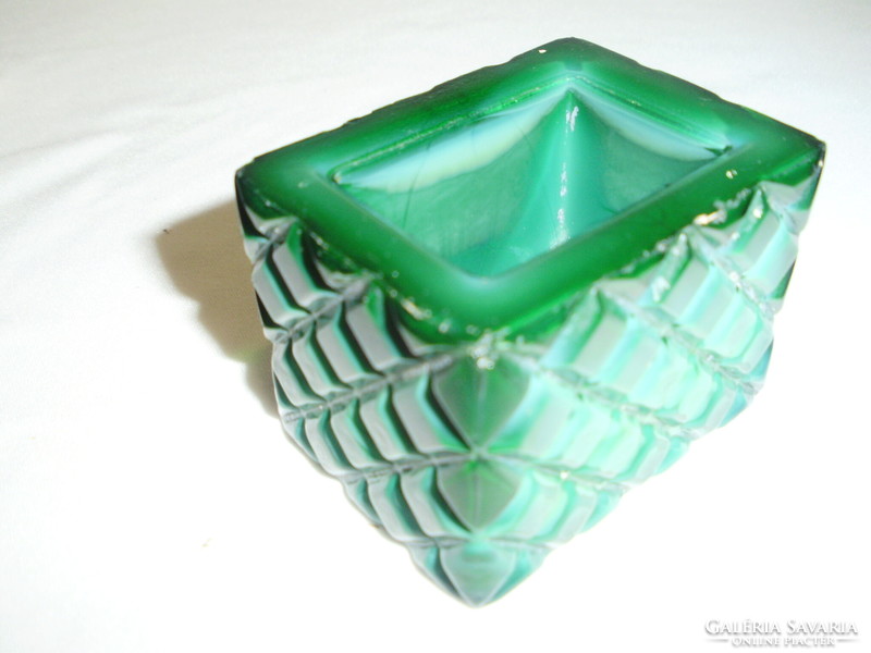 Vintage malachite glass box, square jewelry, other holder