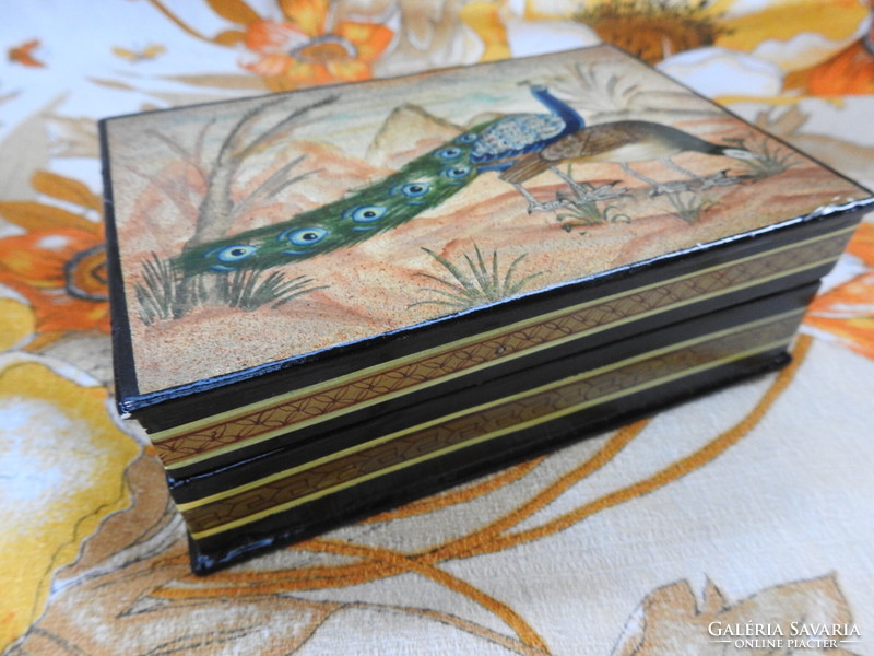 Peacock Chinese lacquer box with a couple of patterns