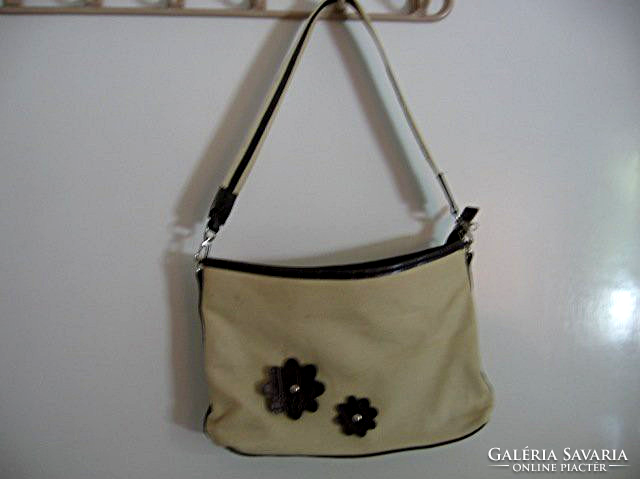 Kis retro vászon táska SAIX bőr virágokkal