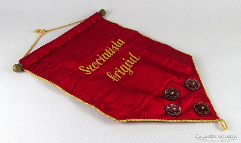 1J306 old socialist brigade flag with decorations