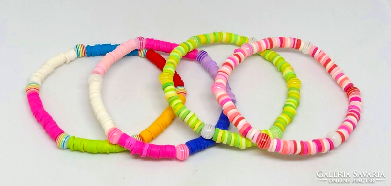 Colorful African vinyl bead bracelets - beach jewelry