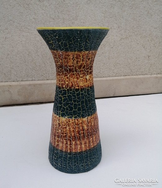 Bán Károly hibátlan türkiz-barna váza (Ma: 25 cm)