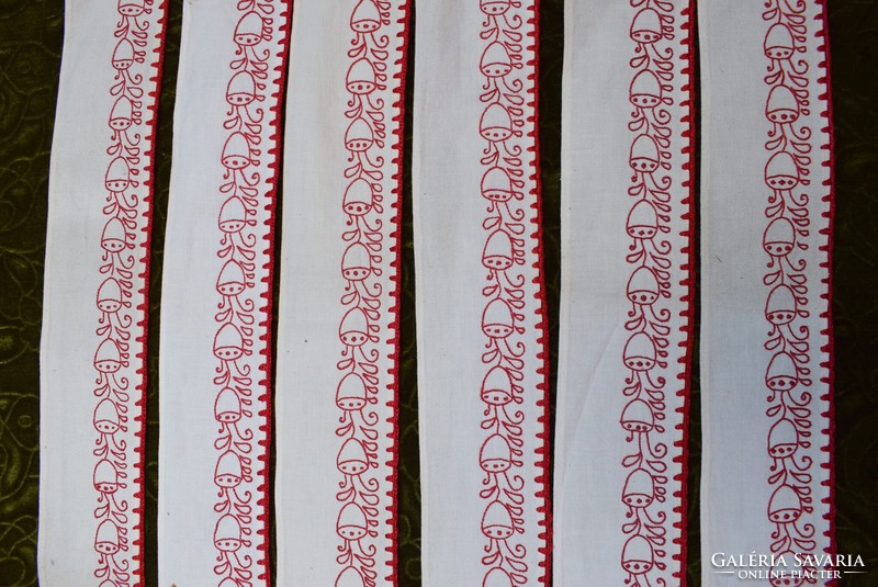 Embroidered shelf ornament, shelf trim tape with crocheted edge, 7 pcs. 100; 97 X 2 ; 98; 84; 48; 53 cm