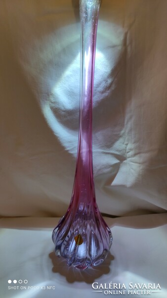 63,5 cm Ritkaság Josef Hospodka Pink és Purple üveg padlóváza 1960-as évek eredeti