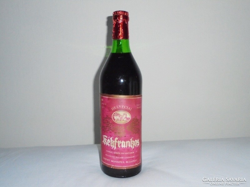 Retro Helvéciai kékfrankos bor boros üveg palack - Helvéciai Állami Gazdaság, Monimpex 1980-as évek