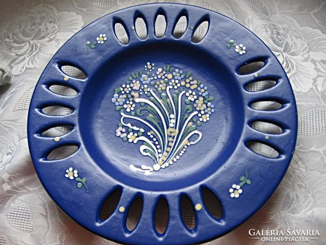 Openwork blue large artistic wall bowl
