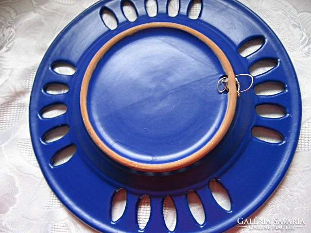 Openwork blue large artistic wall bowl