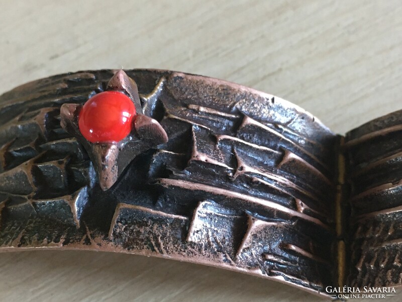 József Péri: modernist bronze enamel cuff without bracelet mark