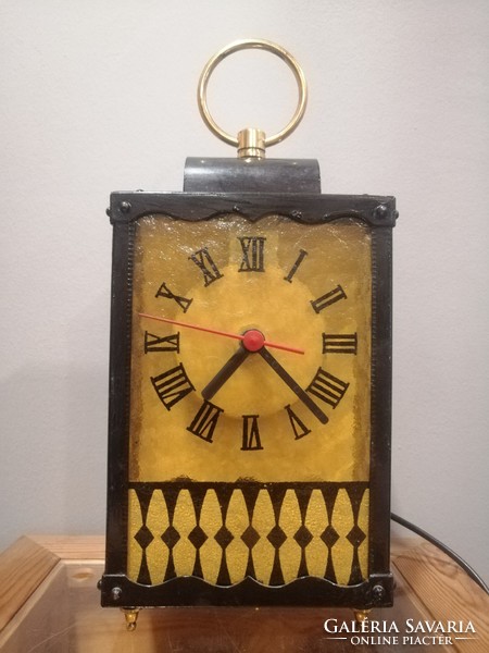 Table clock lamp with glass inlay. Negotiable!!