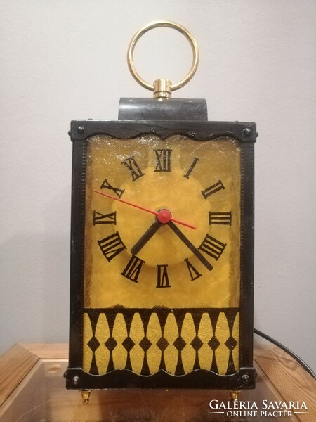 Table clock lamp with glass inlay. Negotiable!!