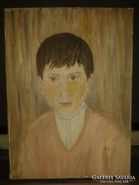 Old oil canvas french portrait 4f size-33x24 cm