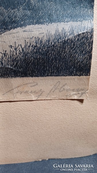 Franz Abony: Mesebeli táj (rézkarc, teljes méret 49x36 cm)