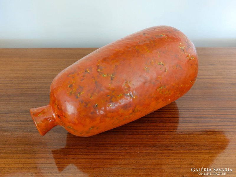 Retro kerámia váza régi narancssárga mid century díszváza