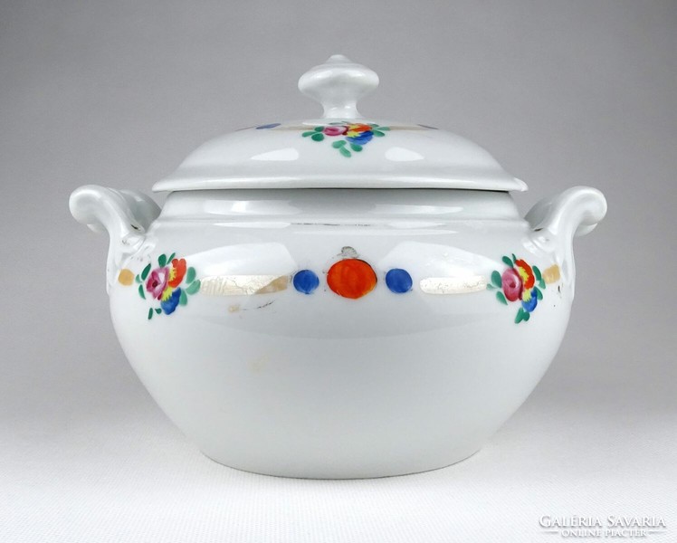 1J941 old marked Viennese flower pattern porcelain soup bowl coma bowl