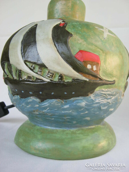 Retro ... Dr. Rank industrial ceramic lamp with sailing ship decoration