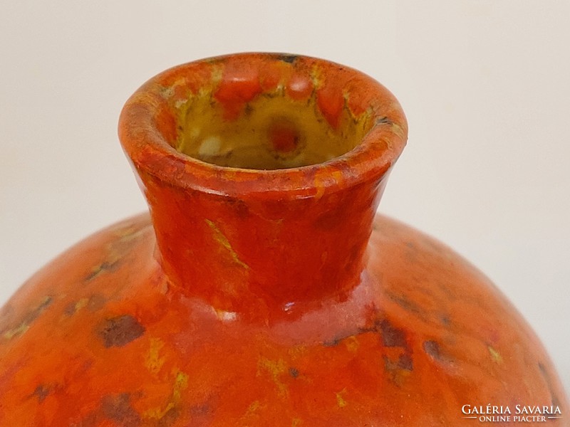 Retro ceramic vase old orange mid century decorative vase