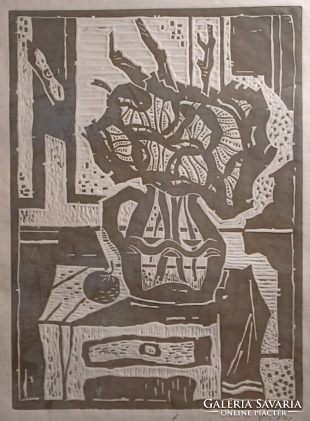 György Kádár: flower still life (size with frame 63x46 cm)
